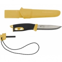 Нож с фиксированным лезвием Morakniv Companion Spark Black Yellow, сталь Sandvik 12C27, рукоять резина/пластик купить в Великом Новгороде