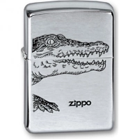 Зажигалка ZIPPO Alligator, с покрытием Brushed Chrome, латунь/сталь, серебристая, матовая, 36x12x56 купить в Великом Новгороде