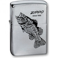 Зажигалка ZIPPO Black Bass Brushed Chrome, латунь с никеле-хром. покрыт., серебр., матов., 36х56х12мм купить в Великом Новгороде