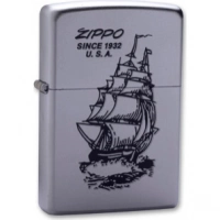 Зажигалка ZIPPO Boat-Zippo Satin Chrome, латунь с ник.-хром. покрыт., сереб., матовая, 36х56х12мм купить в Великом Новгороде