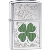 Зажигалка ZIPPO Classic «Клевер» с покрытием High Polish Chrome купить в Великом Новгороде