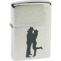 Зажигалка ZIPPO Cowboy Couple Brushed Chrome, латунь, ник.-хром. покр., серебр., матов., 36х56х12 мм купить в Великом Новгороде